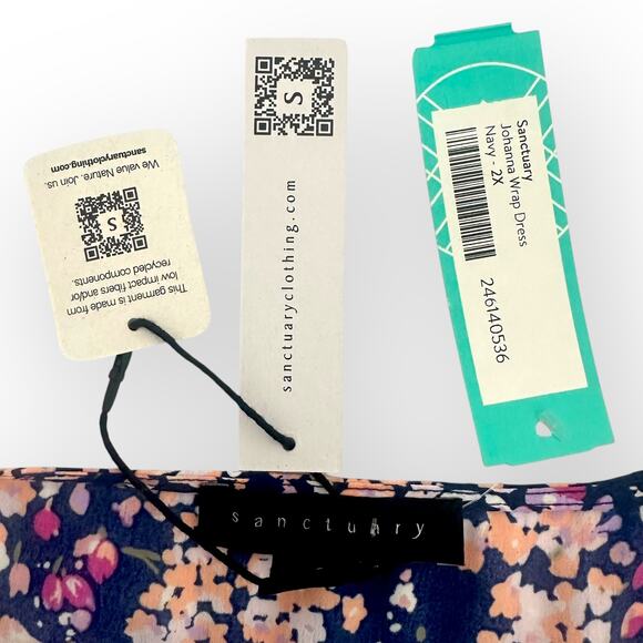 Sanctuary Stitch Fix Johanna Wrap Dress Size 2X NWT Navy Pink Multi Floral Print - Picture 7 of 12